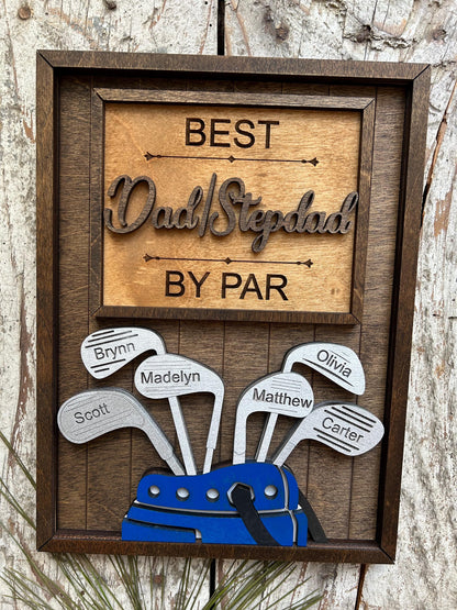 Personalized Dad or Grandpa Golf Sign | Best Dad by Par Fathers Day Golfing Gift for Daddy | Papa Pops Pappy | Golf Lover Custom Present