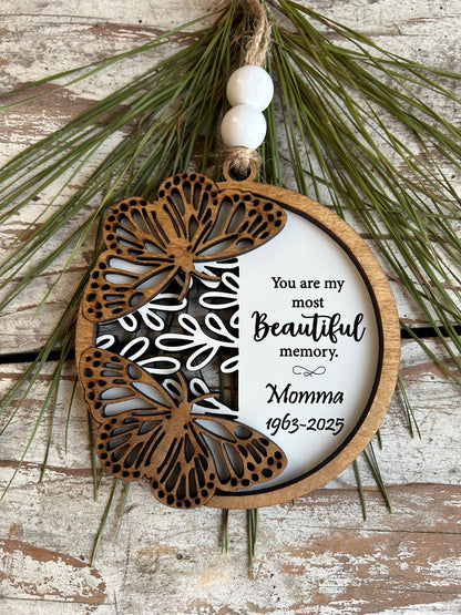 Personalized Memorial Butterfly Christmas Tree Ornament | Sympathy Gift | Loved One Memorial | Remembrance Ornament | In Loving Memory Mom