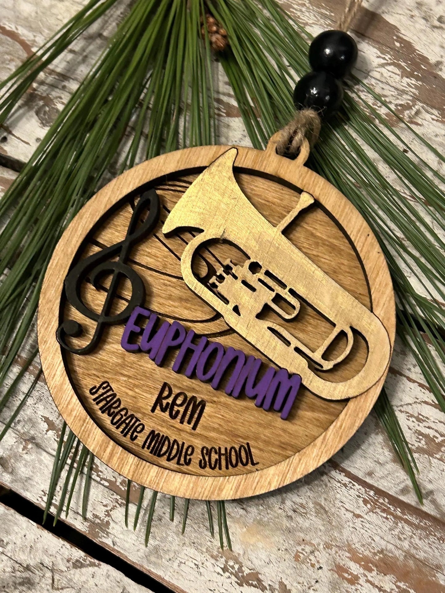 Personalized Euphonium Marching Band Christmas Tree Ornament | Brass Music Instrument Ornament | Custom Band Gift | Gift for Band Director