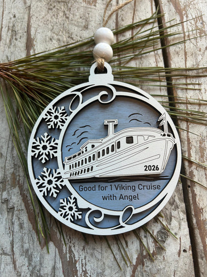 2026 Personalized Riverboat Cruise Christmas Tree Ornament | Family Vacation Ornament | Family Trip Keepsake | Custom River Boat Ship