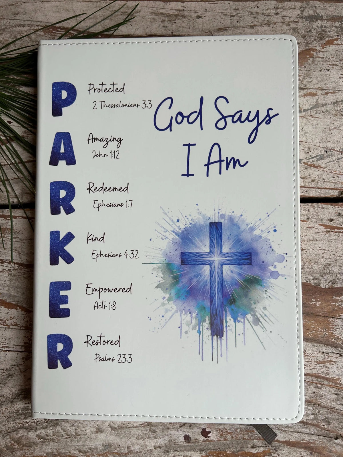 Personalized God Says I Am Bible Verse Name Journal | Christian Religious Notebook for Boy | First Communion Baptism Easter Pastor Gift