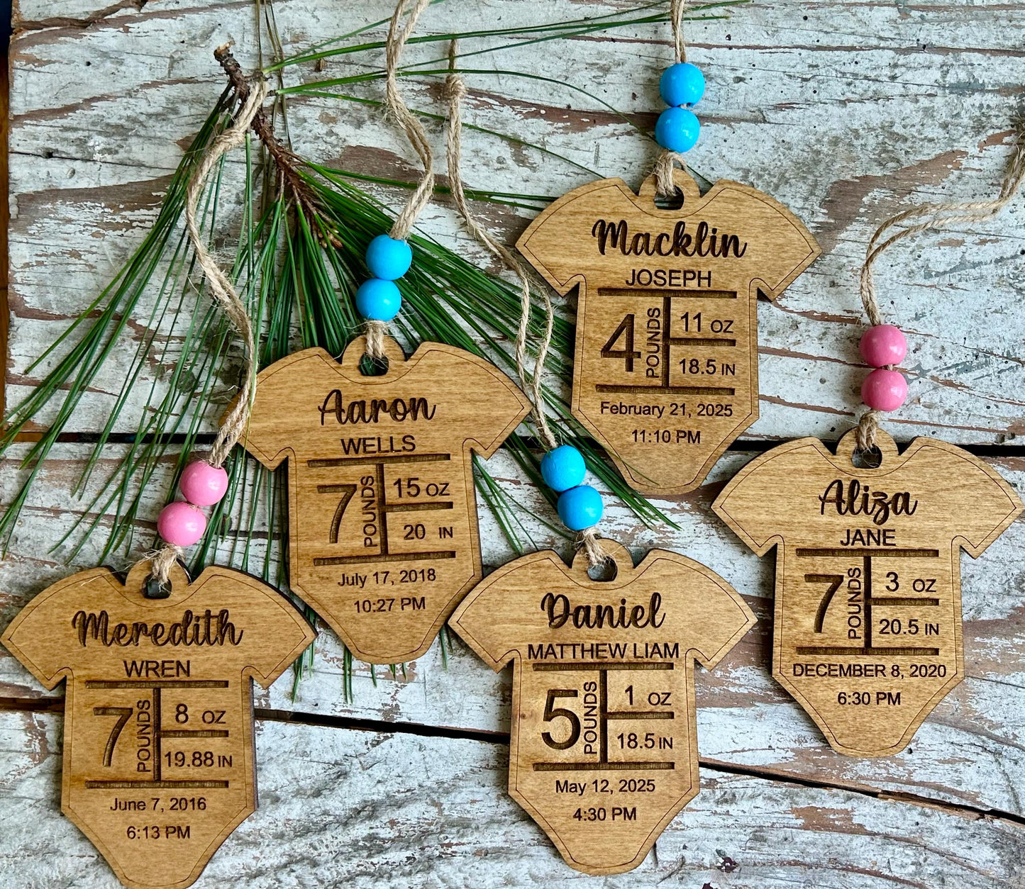 Personalized Onesie Baby’s First Christmas Ornament | Birth Stats Ornament | Newborn Keepsake | New Mom Gift | Baby Announcement