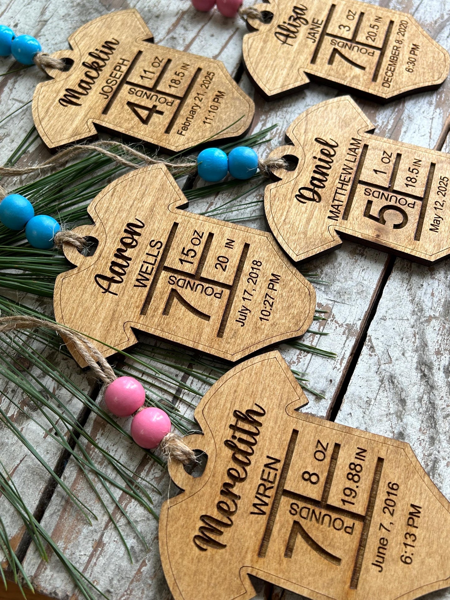 Personalized Onesie Baby’s First Christmas Ornament | Birth Stats Ornament | Newborn Keepsake | New Mom Gift | Baby Announcement