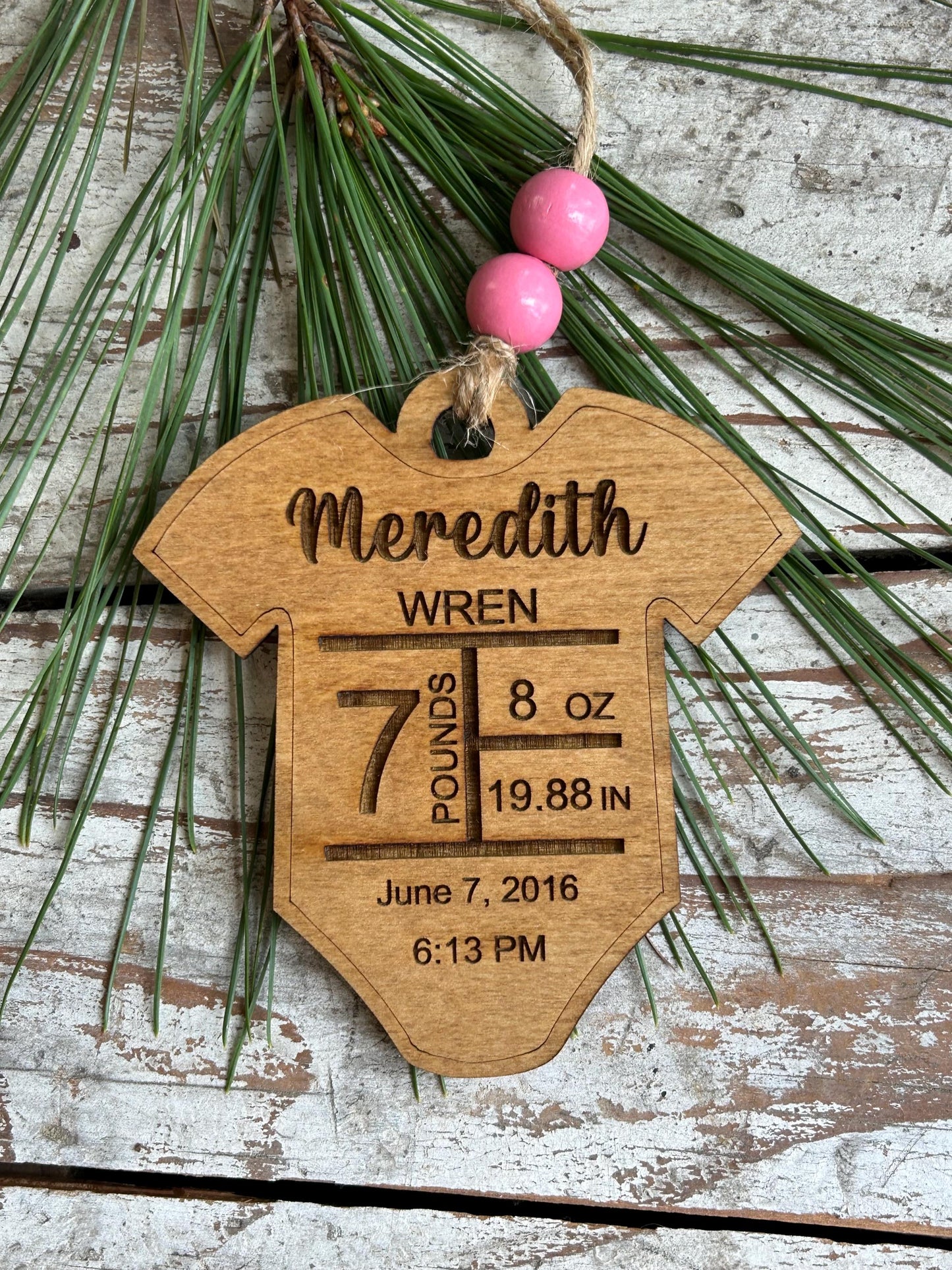 Personalized Onesie Baby’s First Christmas Ornament | Birth Stats Ornament | Newborn Keepsake | New Mom Gift | Baby Announcement