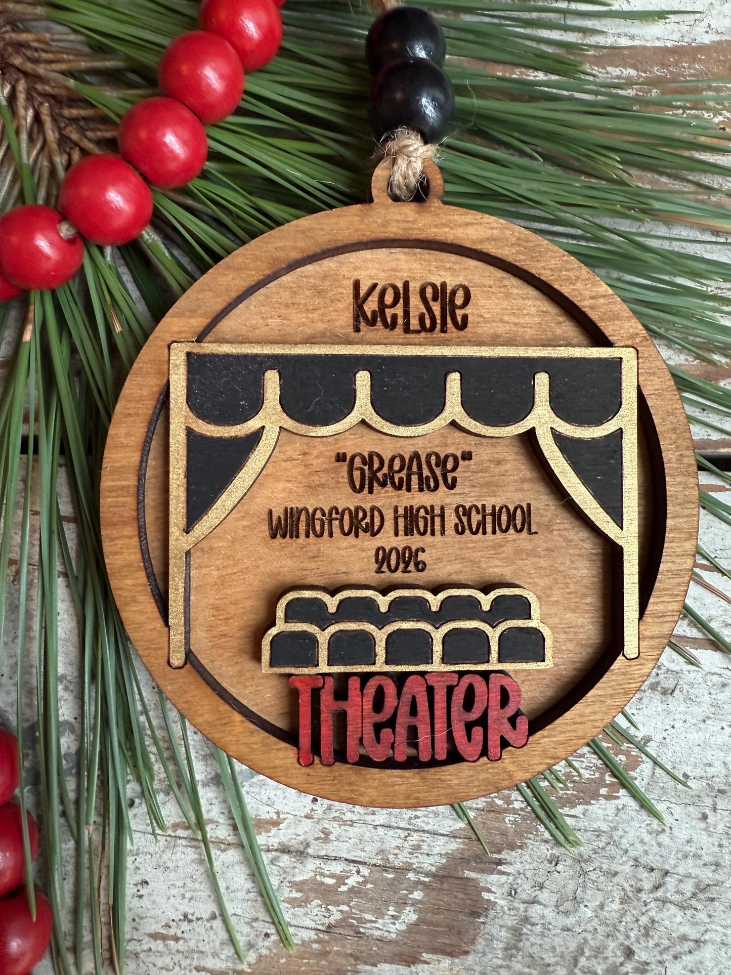 Personalized Theater Christmas Tree Ornament | Custom High School Actor Actress | Musical Theater | Music Lover | Church Pageant