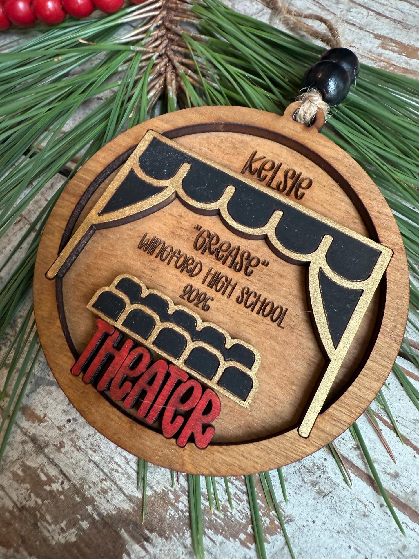 Personalized Theater Christmas Tree Ornament | Custom High School Actor Actress | Musical Theater | Music Lover | Church Pageant