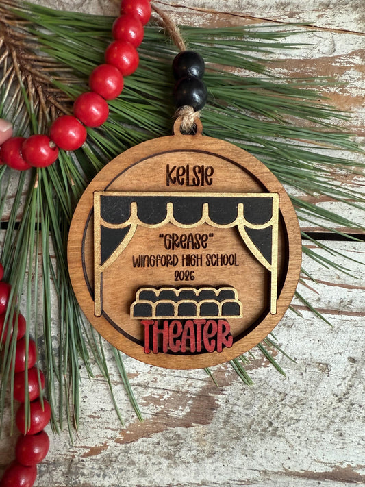Personalized Theater Christmas Tree Ornament | Custom High School Actor Actress | Musical Theater | Music Lover | Church Pageant