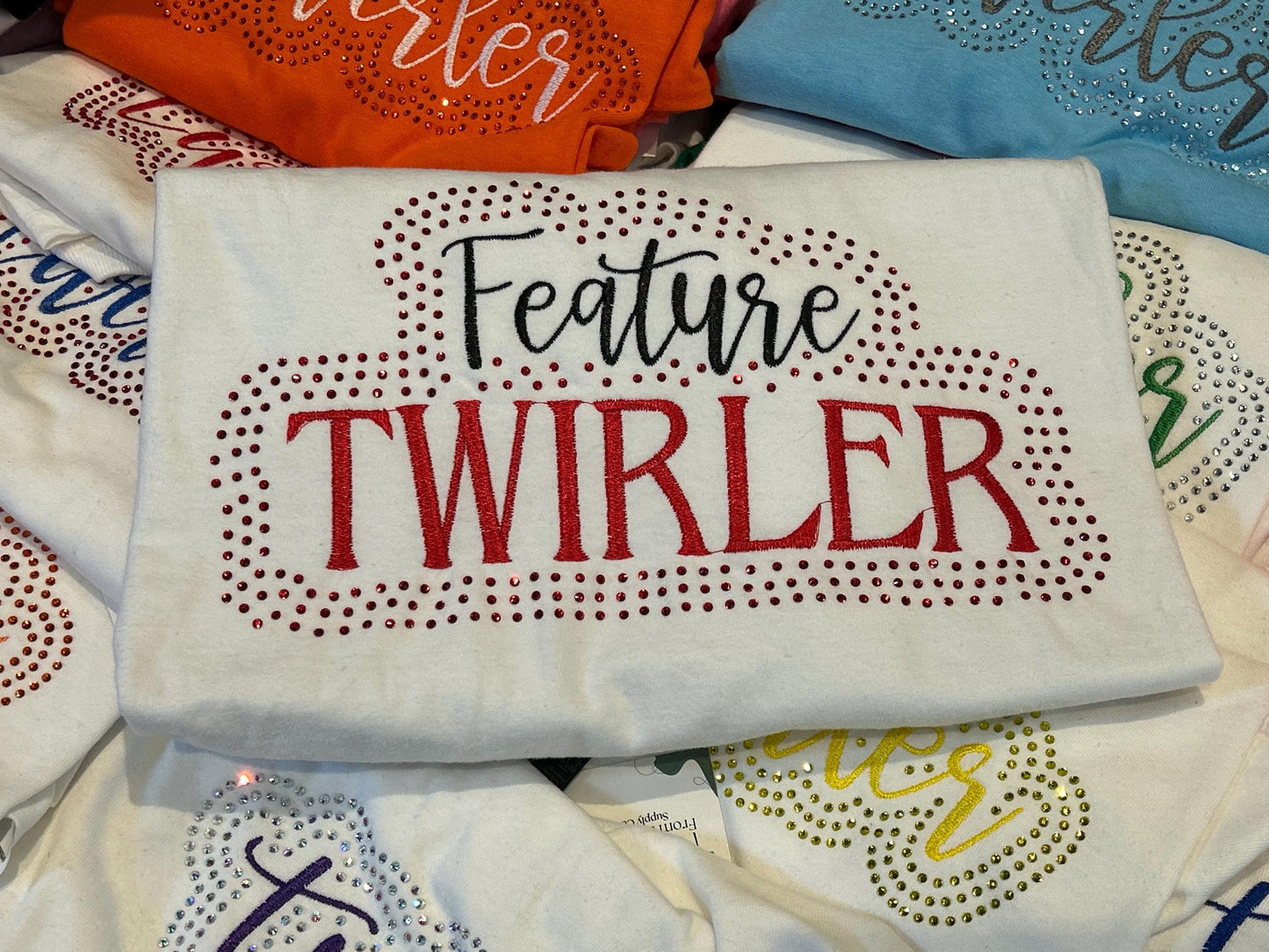 Feature Twirler Rhinestone and Embroidered Sweatshirt | Majorette or Feature Twirler Bling Apparel | Twirl Team Matching Sweatshirts