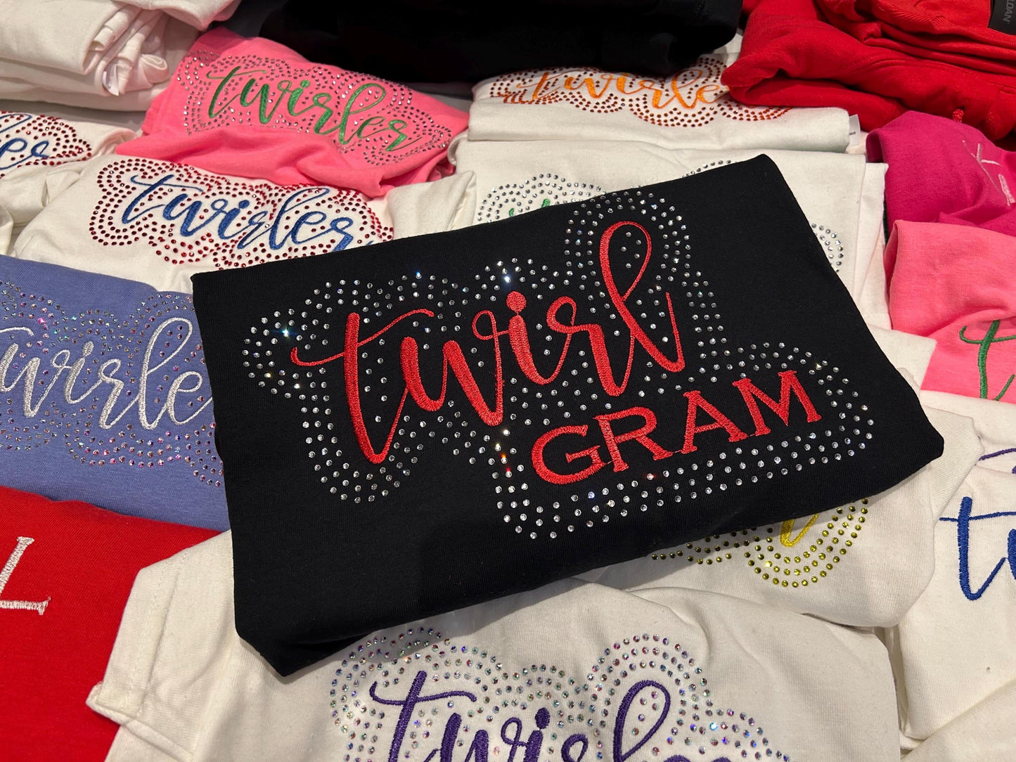 Twirl Grandma Nana Mimi Gigi Rhinestone and Embroidered Sweatshirt | Majorette or Feature Twirler Gram | Baton Twirler Gammy Aunt