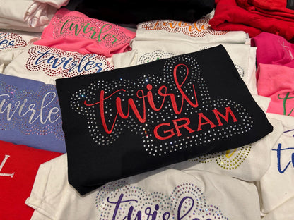 Twirl Grandma Nana Mimi Gigi Rhinestone and Embroidered Sweatshirt | Majorette or Feature Twirler Gram | Baton Twirler Gammy Aunt