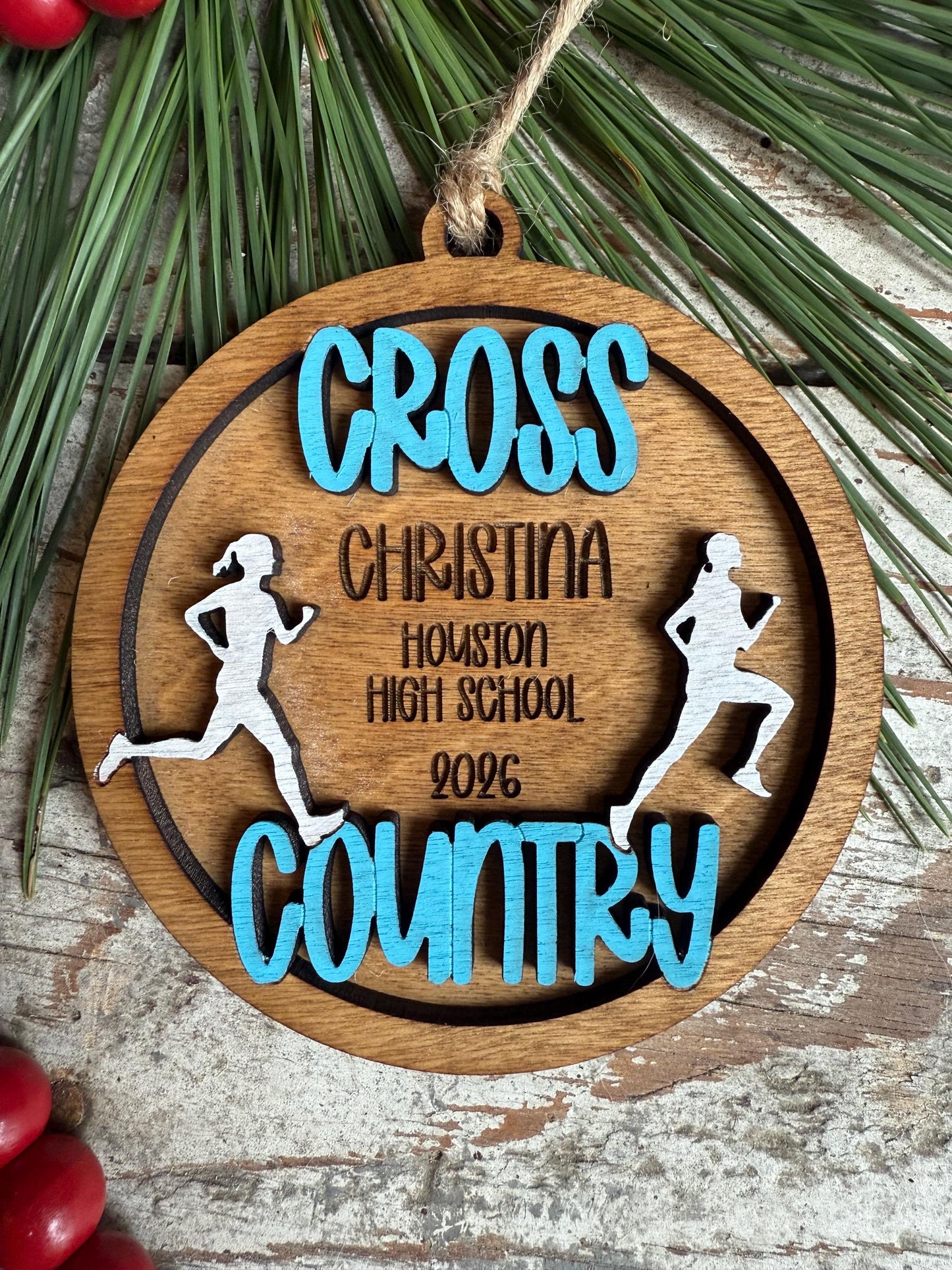 Personalized Cross Country Christmas Tree Ornament | Gift for High School Track & Field Team | Custom Runner Ornament
