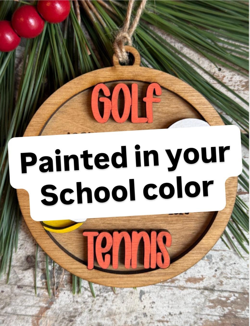 Personalized Golf Tennis Player Christmas Tree Ornament | Gift for Multi Sport High School Athlete| Present for Senior in 2 Sports