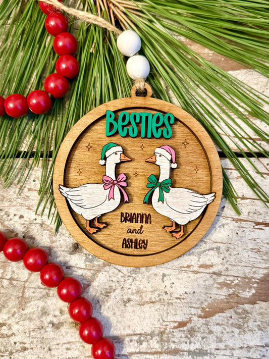 Goose Besties Personalized Christmas Tree Ornament | Best Friend Gift | Silly Goose