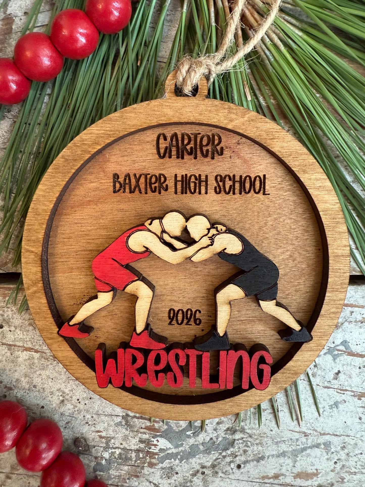 Personalized Wrestler Christmas Tree Ornament | Gift for High School Wrestling Team | College Senior Athlete