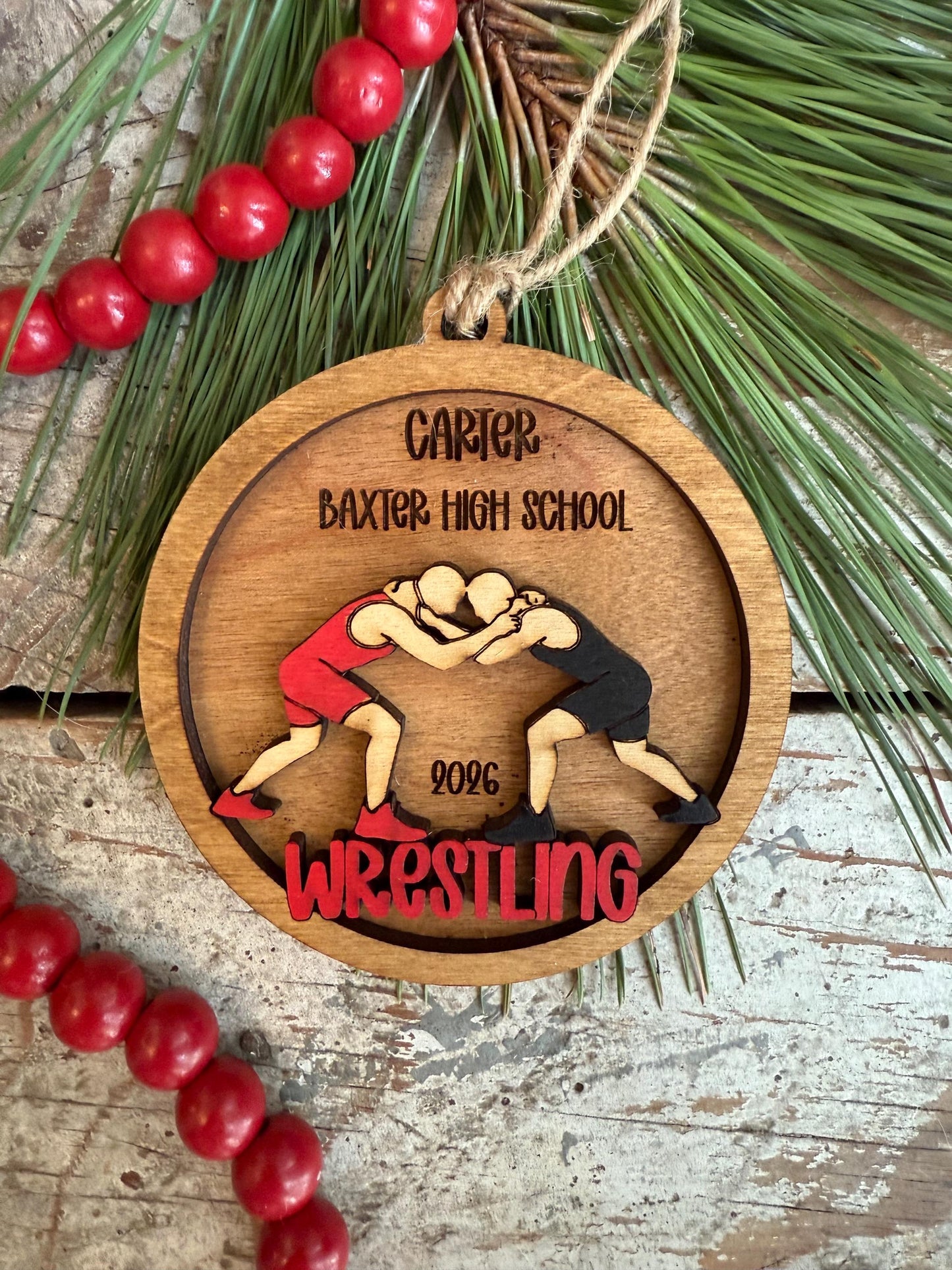 Personalized Wrestler Christmas Tree Ornament | Gift for High School Wrestling Team | College Senior Athlete