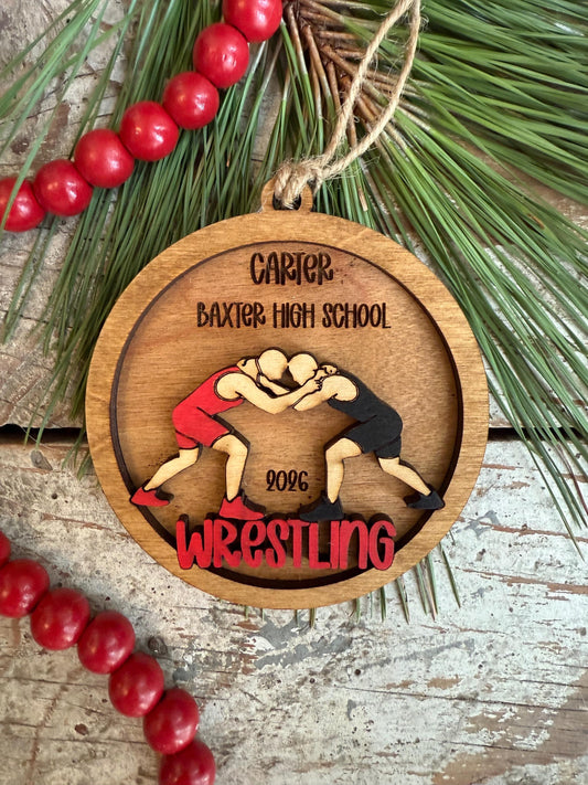 Personalized Wrestler Christmas Tree Ornament | Gift for High School Wrestling Team | College Senior Athlete
