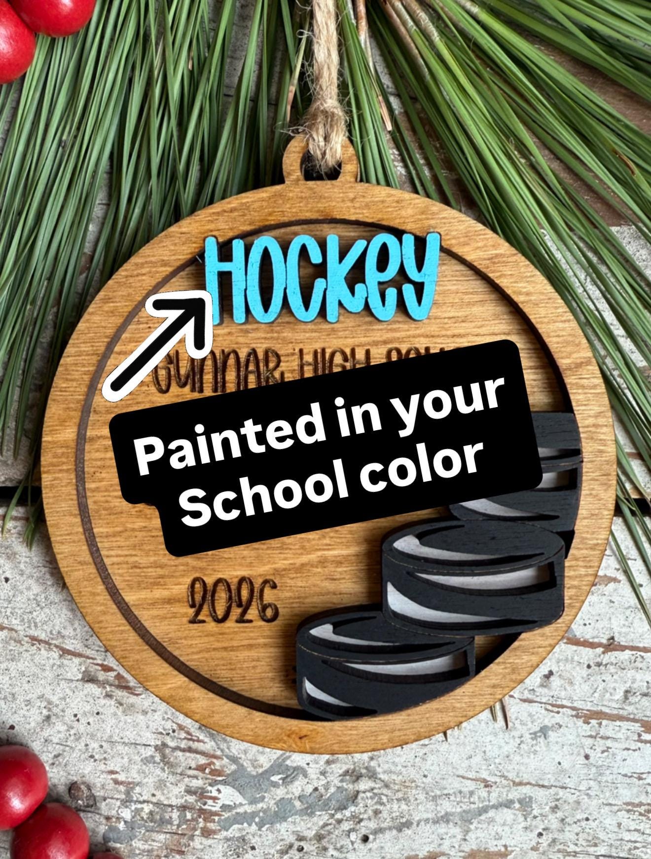 Personalized Hockey Puck Christmas Tree Ornament | Gift for High School Hockey Team | Custom Hockey Player Ornament | Senior Hockey Gift