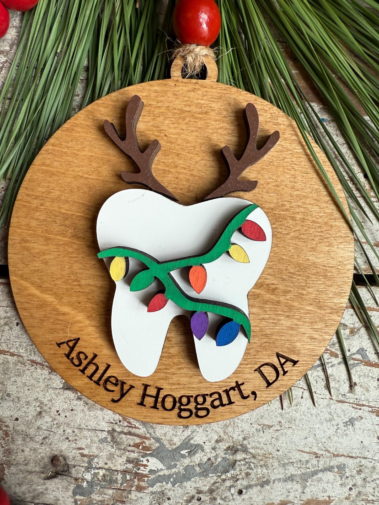 Personalized Dental Assistant Christmas Tree Ornament | Gift for Dentist | Orthodontist | Dental Hygienist Team Party Present | First Tooth