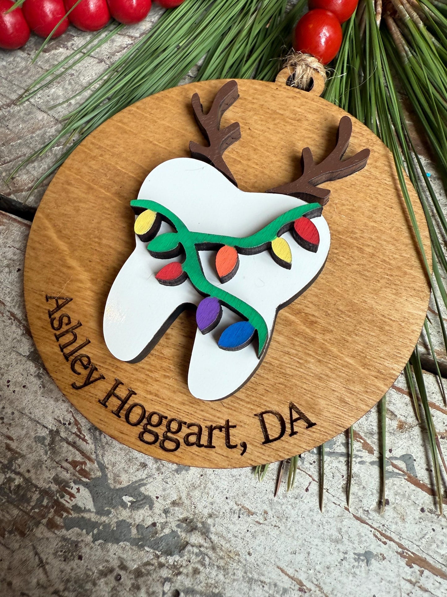 Personalized Dental Assistant Christmas Tree Ornament | Gift for Dentist | Orthodontist | Dental Hygienist Team Party Present | First Tooth