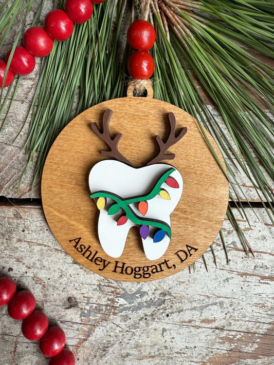 Personalized Dental Assistant Christmas Tree Ornament | Gift for Dentist | Orthodontist | Dental Hygienist Team Party Present | First Tooth