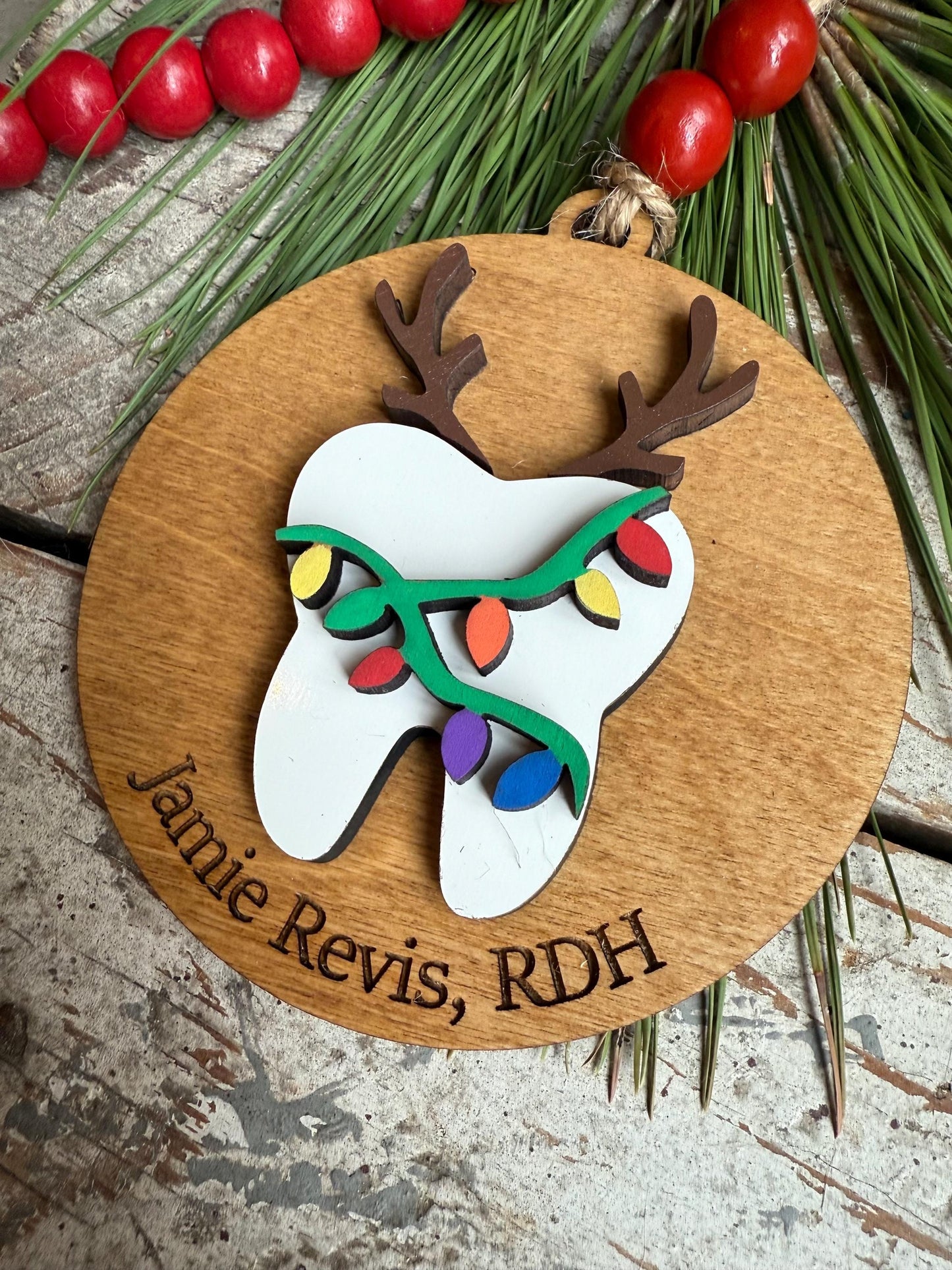Personalized Dental Hygienist Christmas Tree Ornament | Gift for Dentist | Orthodontist | Dental Assistant Team Party Present | First Tooth