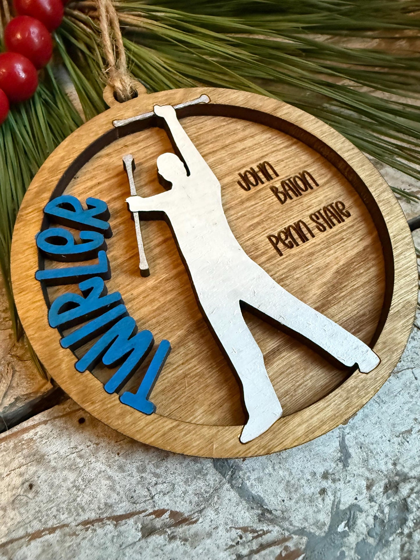 Personalized Baton Twirler Christmas Tree Ornament | Custom College High School Feature Twirler Girl Boy Majorette Team