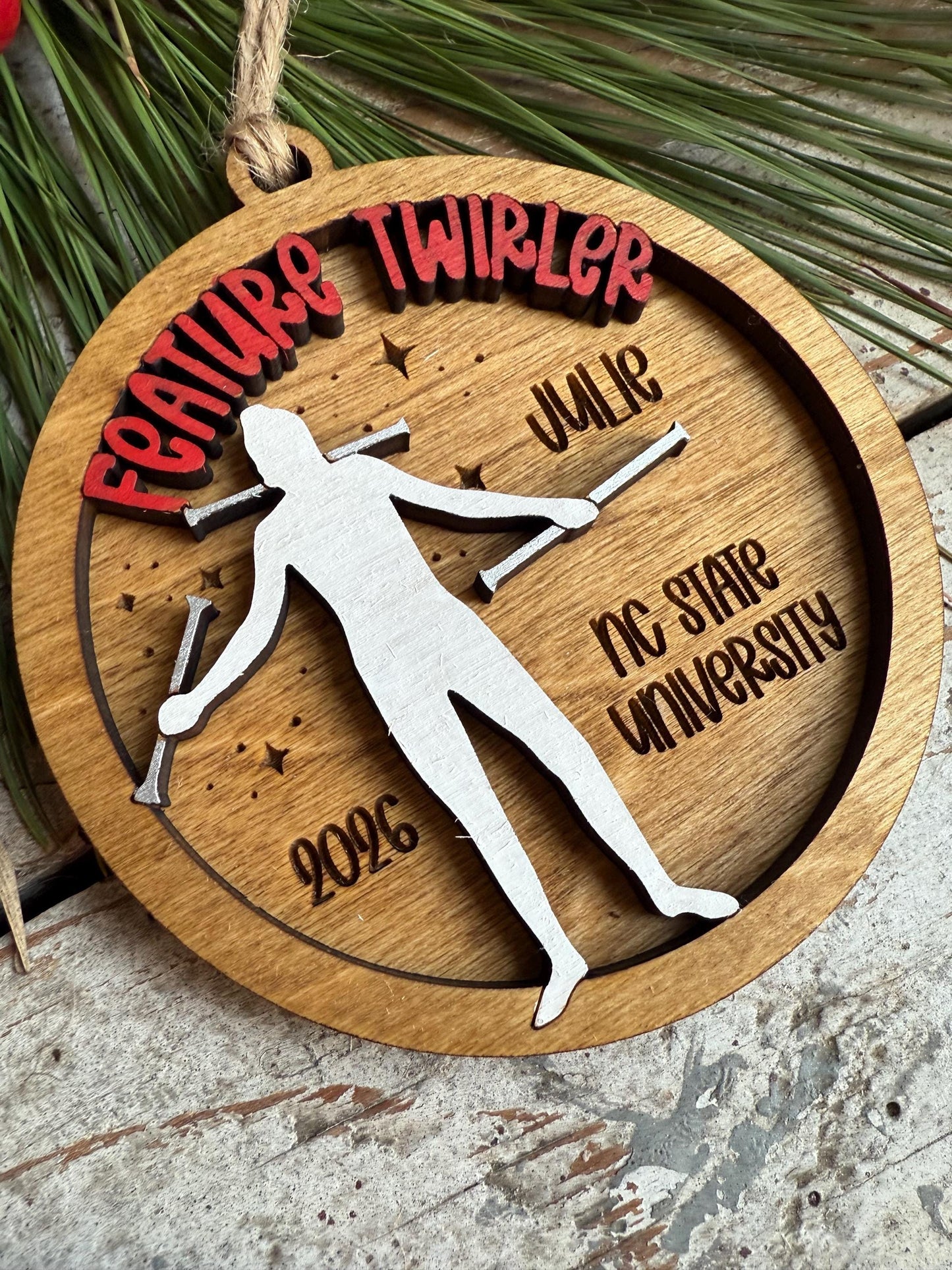 Personalized Feature Twirler Marching Band Christmas Tree Ornament | Baton Twirler Majorette Team Gift