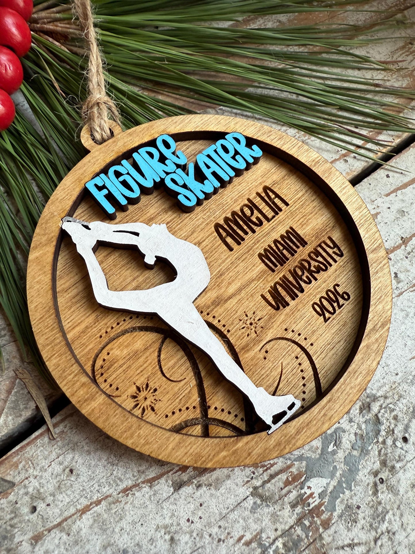 Personalized Figure Skater Christmas Tree Ornament | Gift for High School Ice Skating Team | Custom Senior Skating Gift