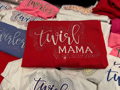Twirl Mama Rhinestone and Embroidered Sweatshirt | Majorette or Feature Twirler Mom Bling Apparel | Twirl Team Matching Sweatshirts