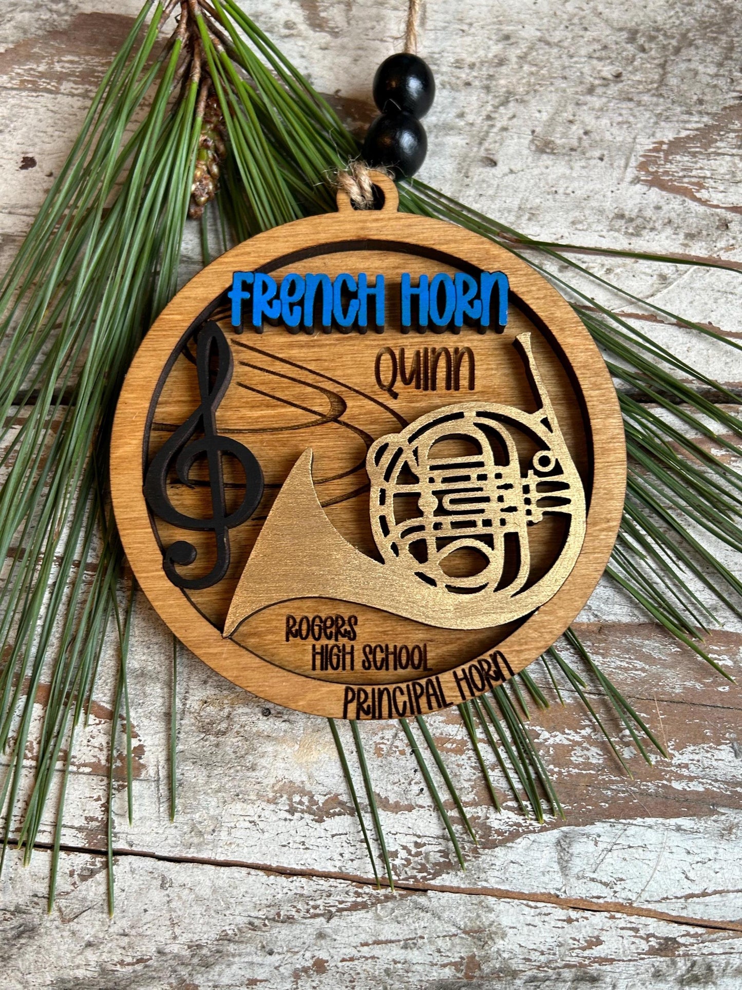 Personalized French Horn Concert Band Christmas Tree Ornament | Brass Music Instrument Ornament | Custom Band Gift | Gift for Band Director