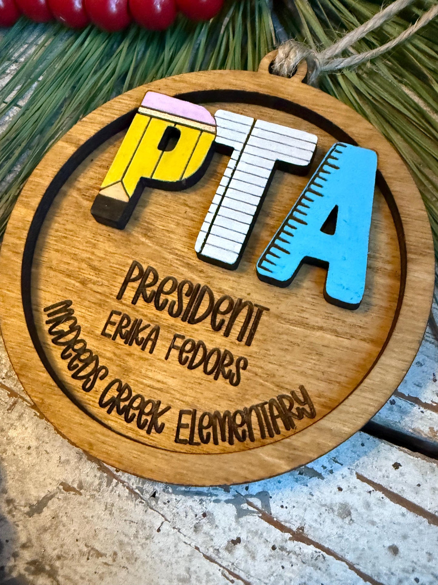 Personalized School PTA Christmas Tree Ornament | Parent Teacher Association Volunteers Gift | Vice President Treasurer Secretary |