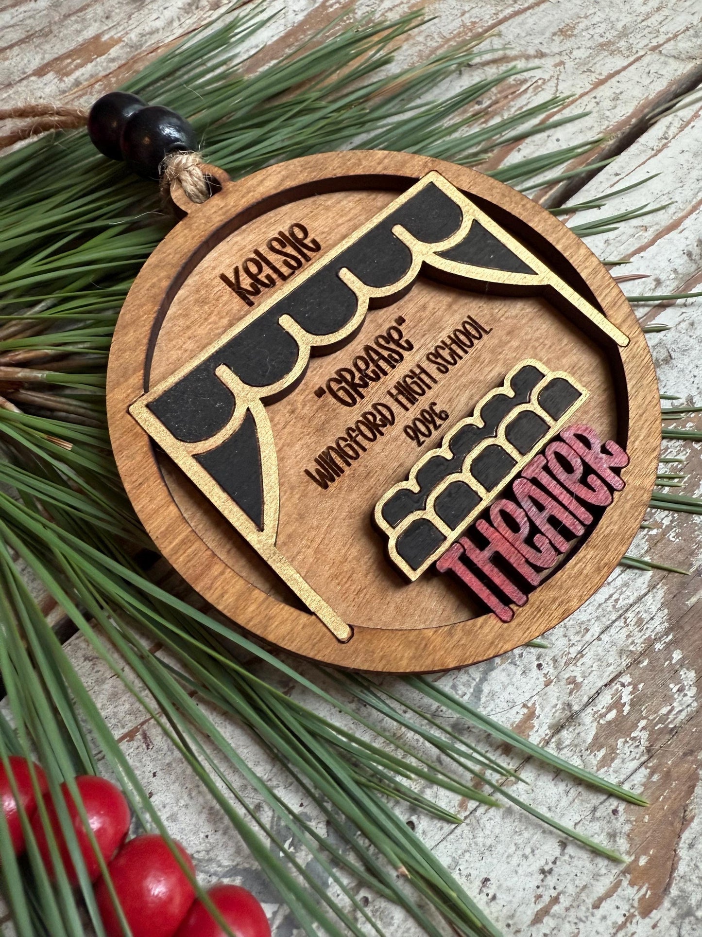Personalized Theater Christmas Tree Ornament | Custom High School Actor Actress | Musical Theater | Music Lover | Church Pageant