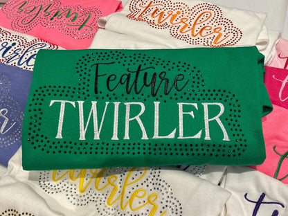 Feature Twirler Rhinestone and Embroidered Sweatshirt | Majorette or Feature Twirler Bling Apparel | Twirl Team Matching Sweatshirts