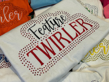 Feature Twirler Rhinestone and Embroidered Sweatshirt | Majorette or Feature Twirler Bling Apparel | Twirl Team Matching Sweatshirts