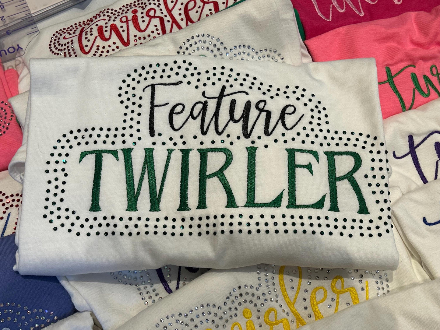 Feature Twirler Rhinestone and Embroidered Sweatshirt | Majorette or Feature Twirler Bling Apparel | Twirl Team Matching Sweatshirts