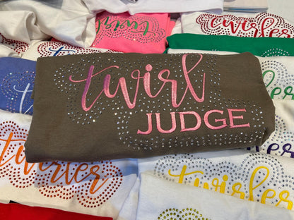 Twirl Judge Rhinestone and Embroidered Sweatshirt | Majorette or Feature Twirler Competition Bling Apparel | Baton Twirler Judge
