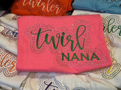 Twirl Grandma Nana Mimi Gigi Rhinestone and Embroidered Sweatshirt | Majorette or Feature Twirler Gram | Baton Twirler Gammy Aunt