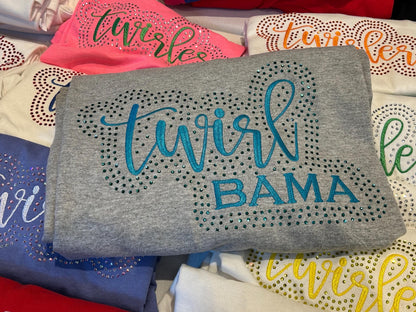 Twirl Grandma Nana Mimi Gigi Rhinestone and Embroidered Sweatshirt | Majorette or Feature Twirler Gram | Baton Twirler Gammy Aunt
