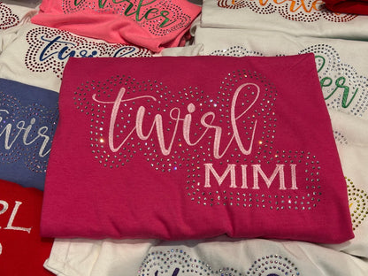 Twirl Grandma Nana Mimi Gigi Rhinestone and Embroidered Sweatshirt | Majorette or Feature Twirler Gram | Baton Twirler Gammy Aunt
