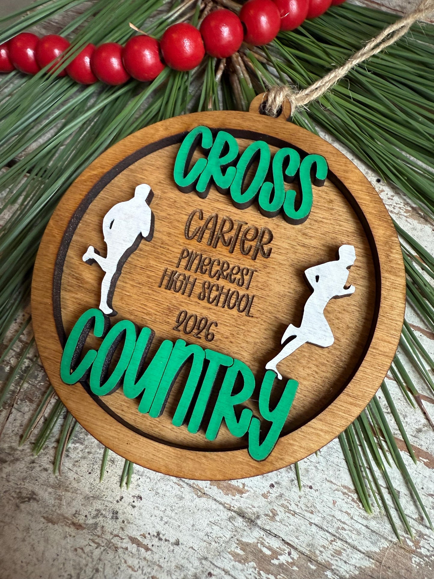 Personalized Cross Country Christmas Tree Ornament | Gift for High School Track & Field Team | Custom Runner Ornament