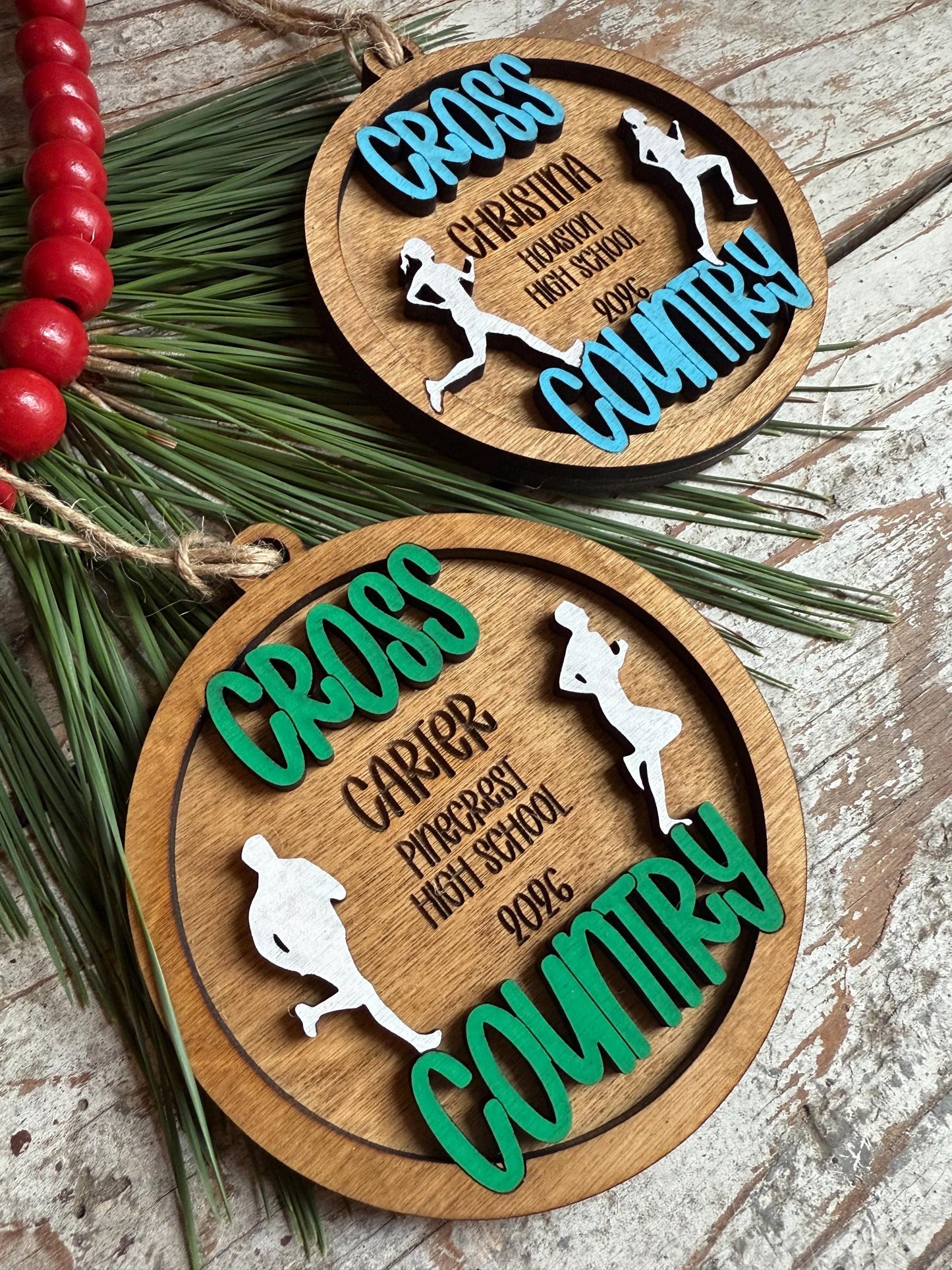 Personalized Cross Country Christmas Tree Ornament | Gift for High School Track & Field Team | Custom Runner Ornament