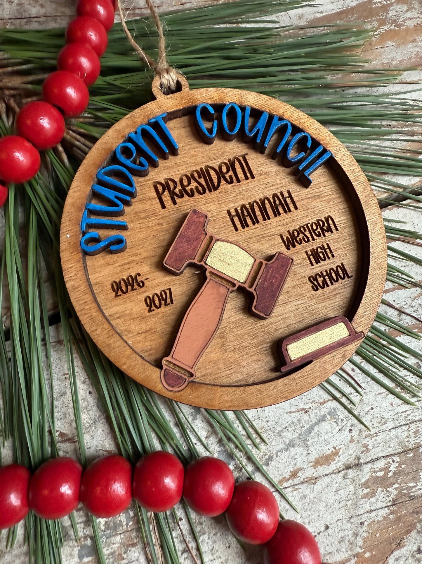 Personalized Student Council Christmas Tree Ornament | Custom Student Government President Gift | Vice President | Treasurer | Secretary