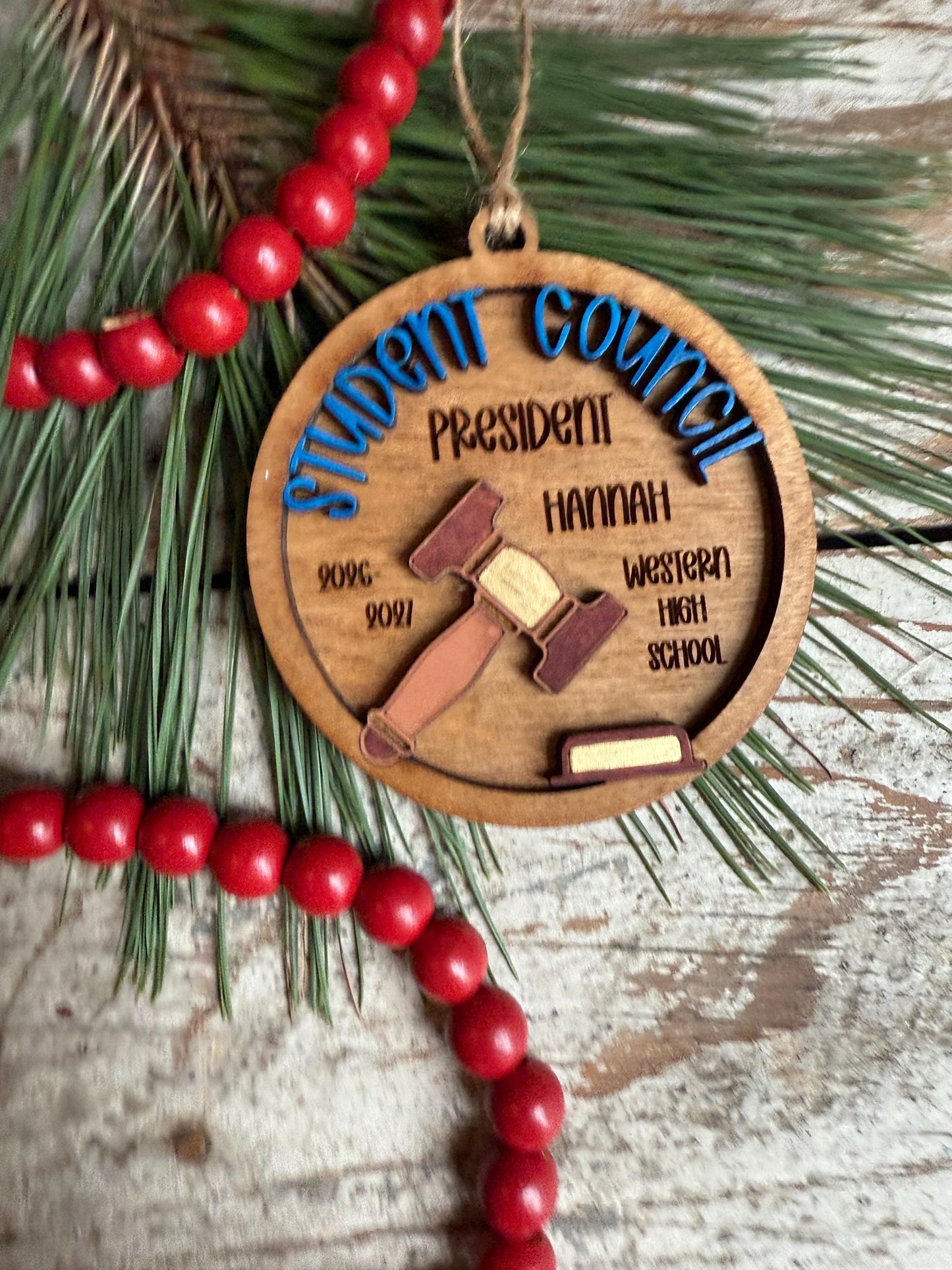 Personalized Student Council Christmas Tree Ornament | Custom Student Government President Gift | Vice President | Treasurer | Secretary