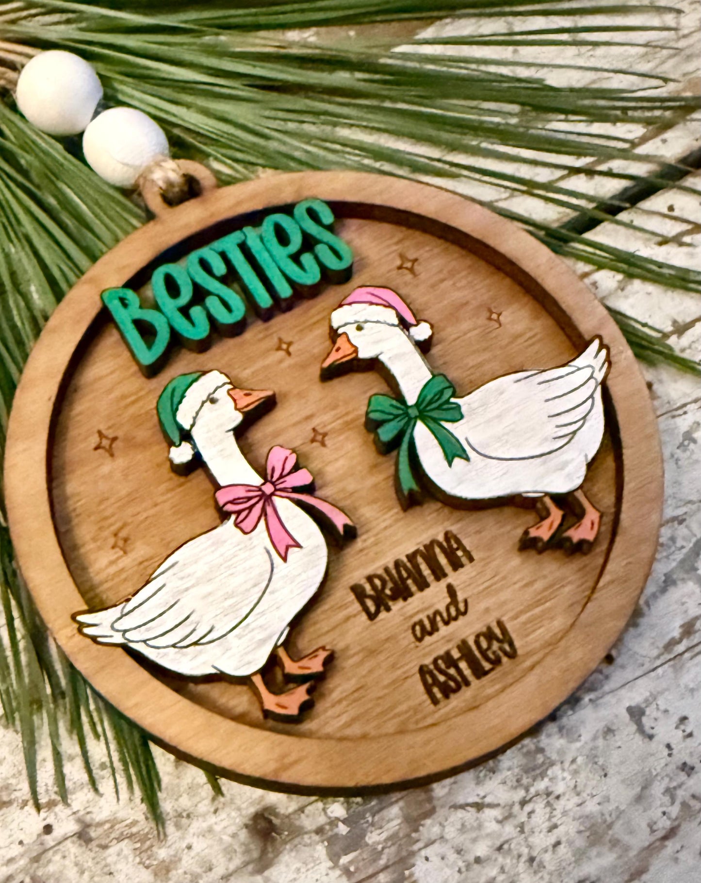 Goose Besties Personalized Christmas Tree Ornament | Best Friend Gift | Silly Goose