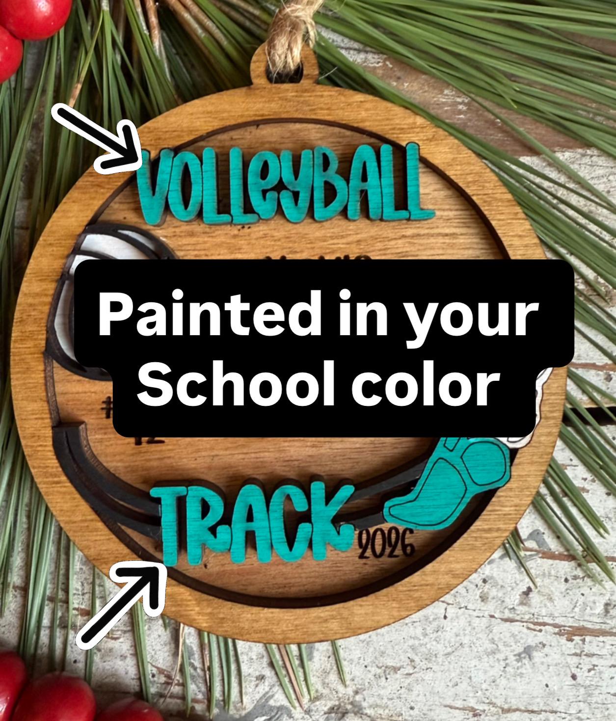 Personalized Multi Sport Volleyball Track Player Christmas Tree Ornament | Gift for High School Team | Custom Coach | Senior 2 Sports