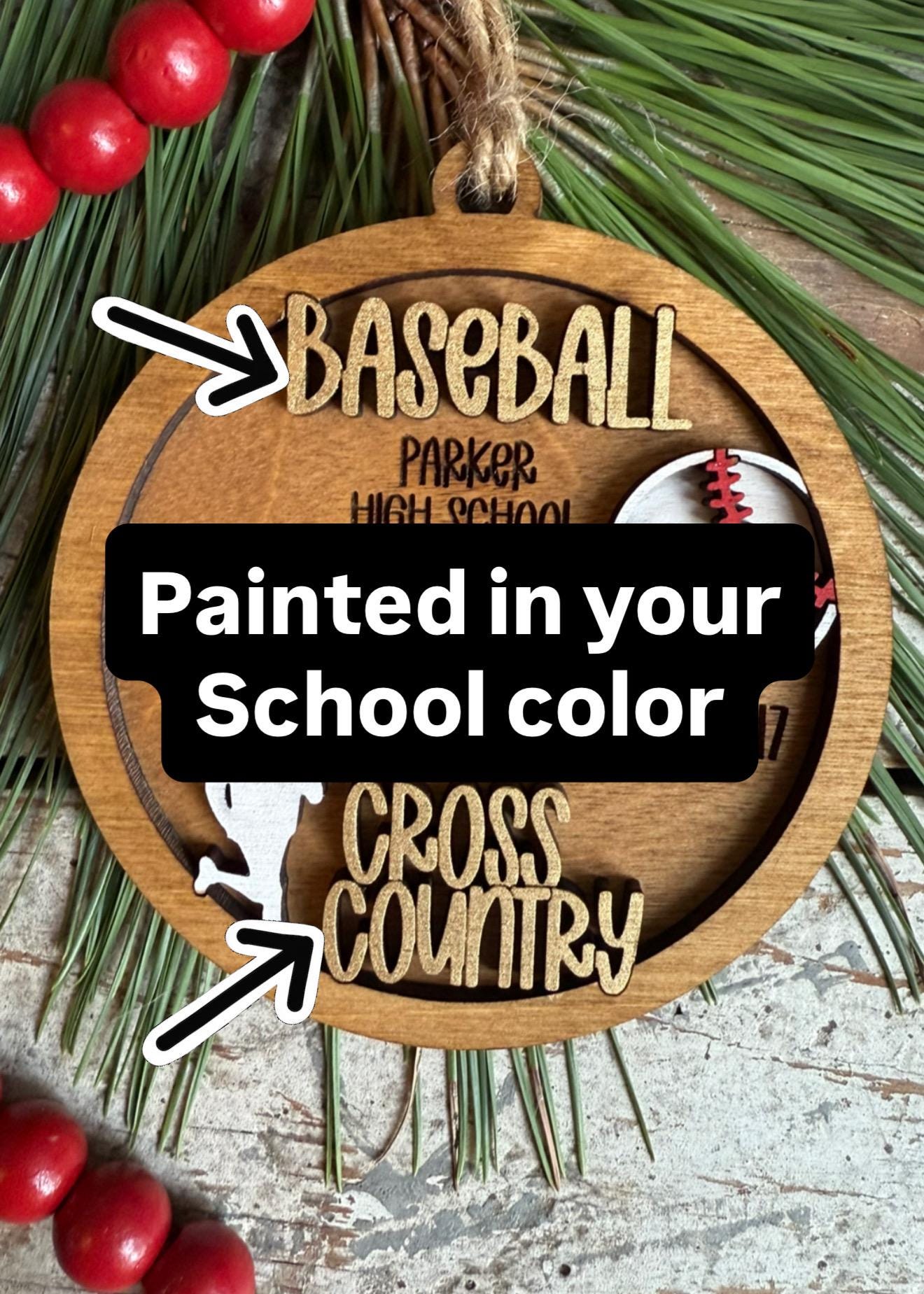 Personalized Multi Sport Baseball and Cross-Country Christmas Tree Ornament | Gift for High School Team | Senior