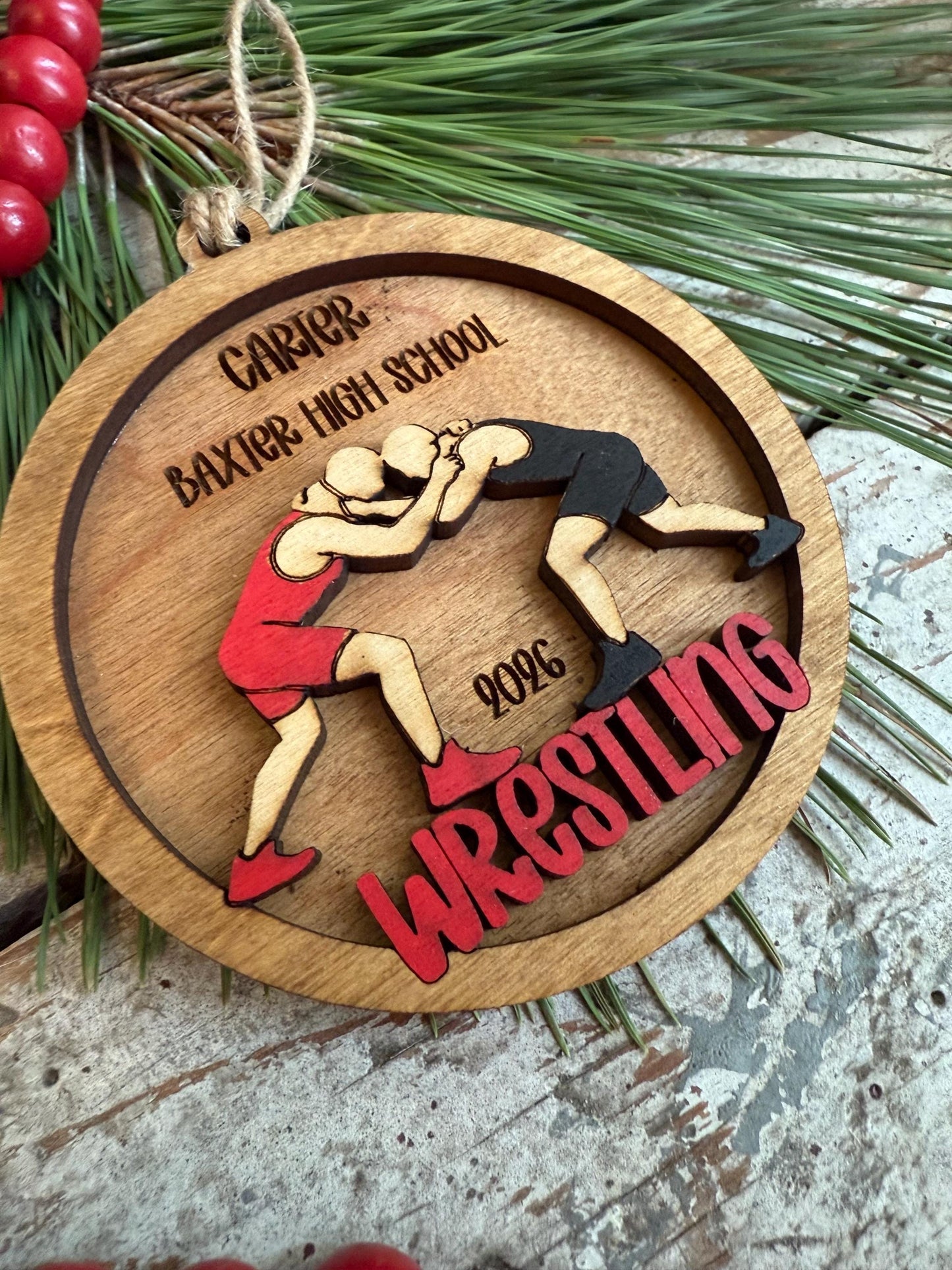 Personalized Wrestler Christmas Tree Ornament | Gift for High School Wrestling Team | College Senior Athlete