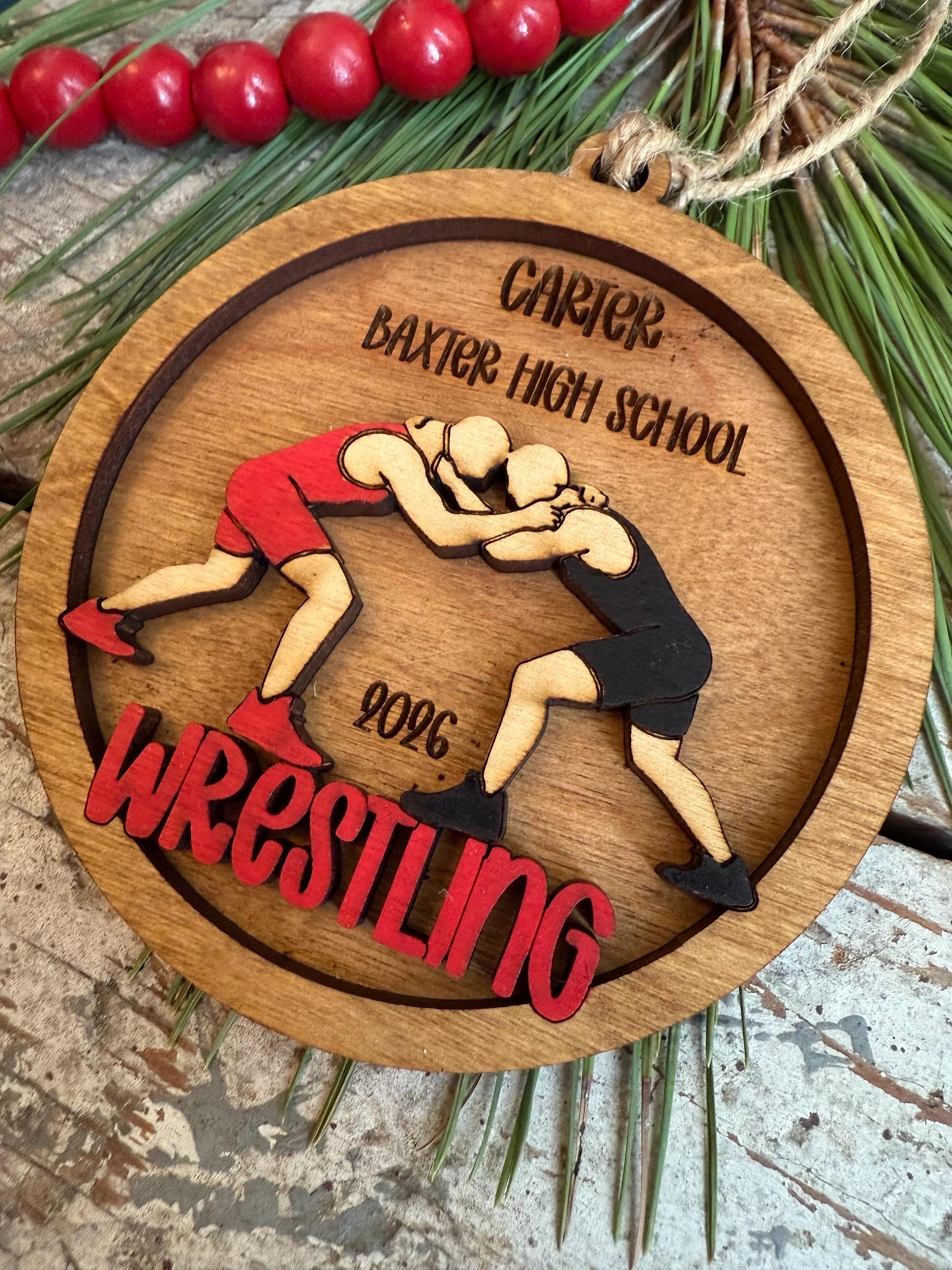 Personalized Wrestler Christmas Tree Ornament | Gift for High School Wrestling Team | College Senior Athlete