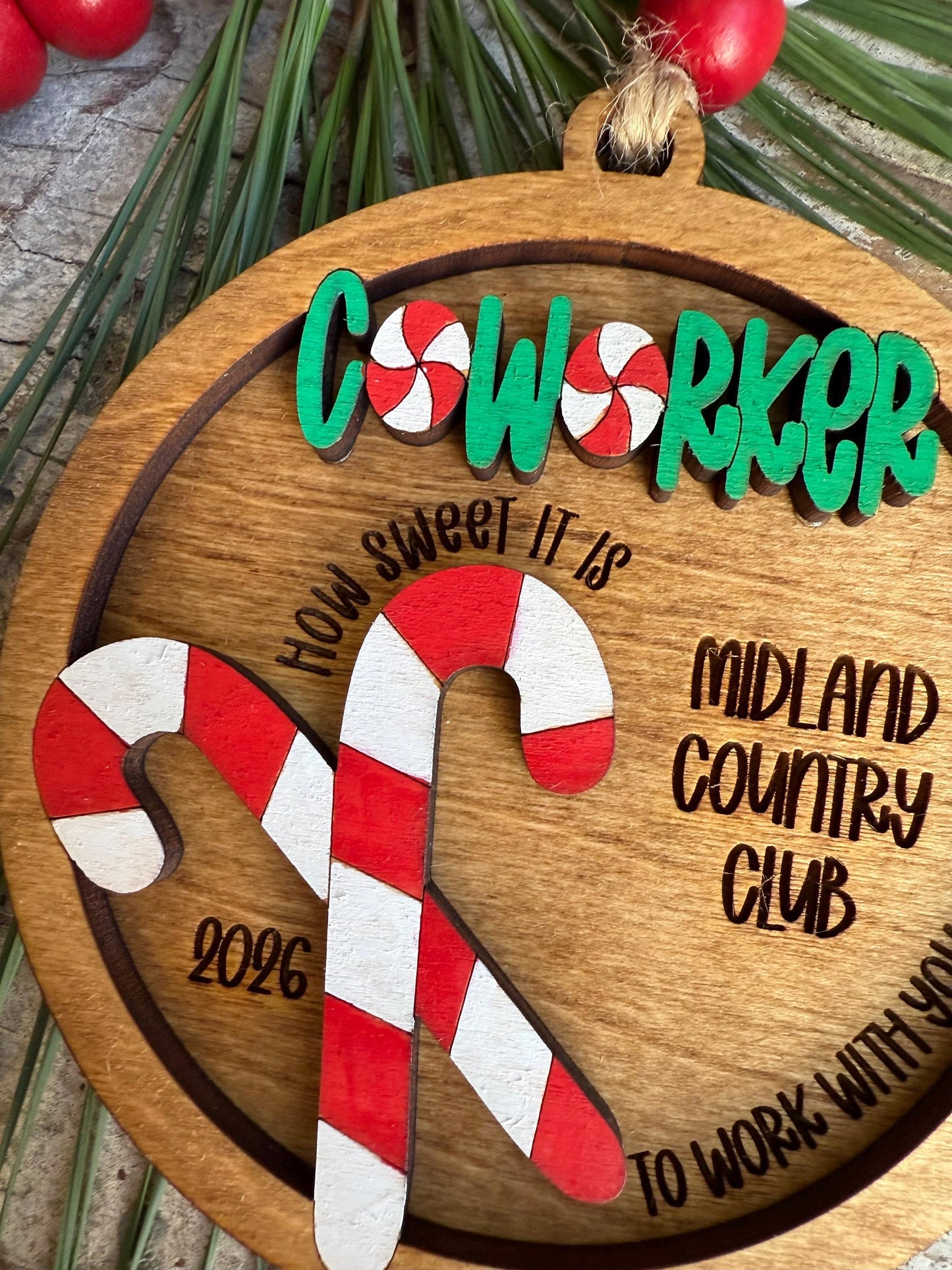 Personalized Coworker Christmas Tree Ornament | How Sweet It Is to Work with You | Best Friend Gift | Job Friendship | Employee Keepsake