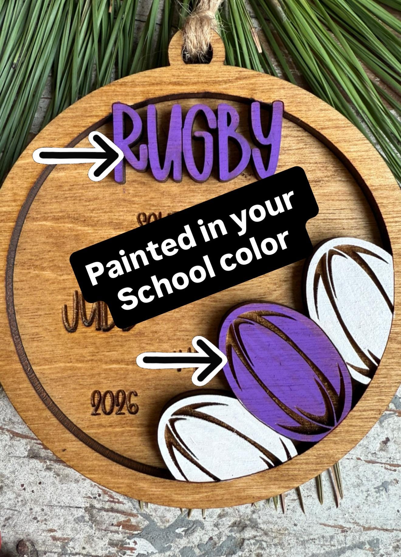 Personalized Rugby Player Christmas Tree Ornament | Gift for High School Rugby Team | Custom Rugby Ornament | Senior Rugby Gift